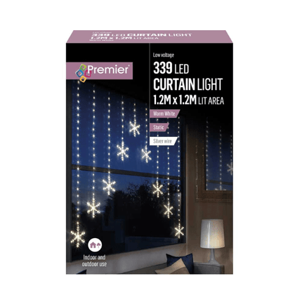 Premier LED Snowflake Curtain Lights – Warm White AT NAPEV GH