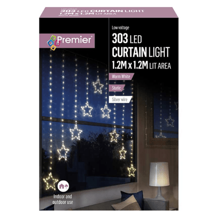 Premier LED Star Curtain Lights – Warm White at Napev GH