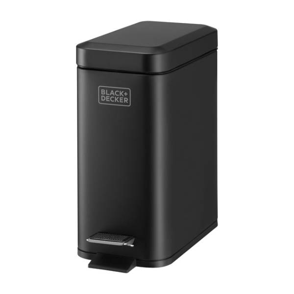 BLACK+DECKER 5L Slim Black Pedal Bin with Soft Close Lid AT NAPEV GH