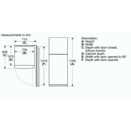 Bosch Free-standing Fridge-Top Freezer, Digital Control 357L - KDN43VL2N5 | napevltd.com