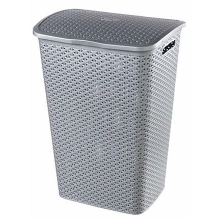 Curver Rattan Hamper & Lid 55L - Grey at Napev GH