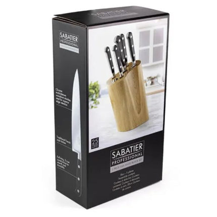 Sabatier Professional 5 Piece Kitchen Knife Set & Oak Knife Block at Napev GH