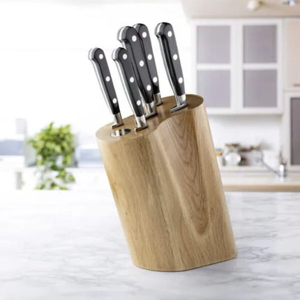 Sabatier Professional 5 Piece Kitchen Knife Set & Oak Knife Block at Napev GH