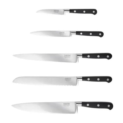 Sabatier Professional 5 Piece Kitchen Knife Set & Oak Knife Block at Napev GH