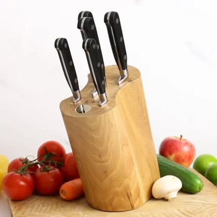 Sabatier Professional 5 Piece Kitchen Knife Set & Oak Knife Block at Napev GH