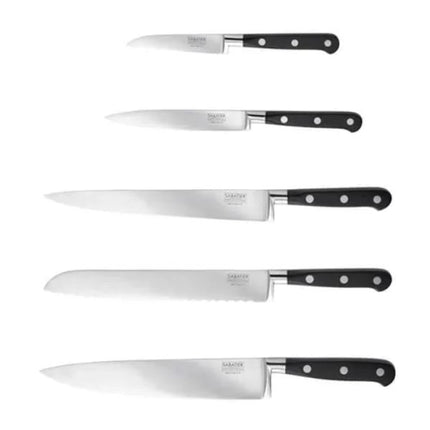 Sabatier Professional 5 Piece Knife Set & Classic Rubberwood Knife Block at Napev GH