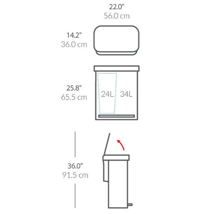 Simplehuman 58L Recycler Pedal Bin Dimensions at Napev GH