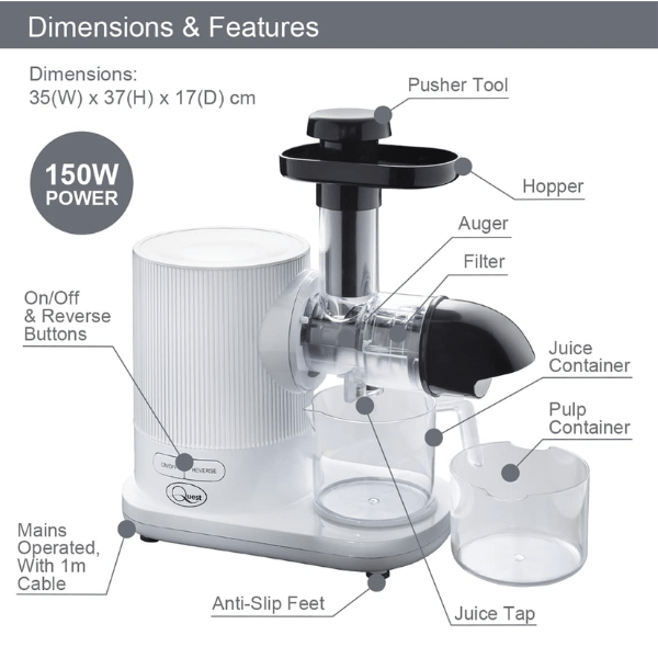 Quest Slow Masticating Juicer 31119 - White  | Napev